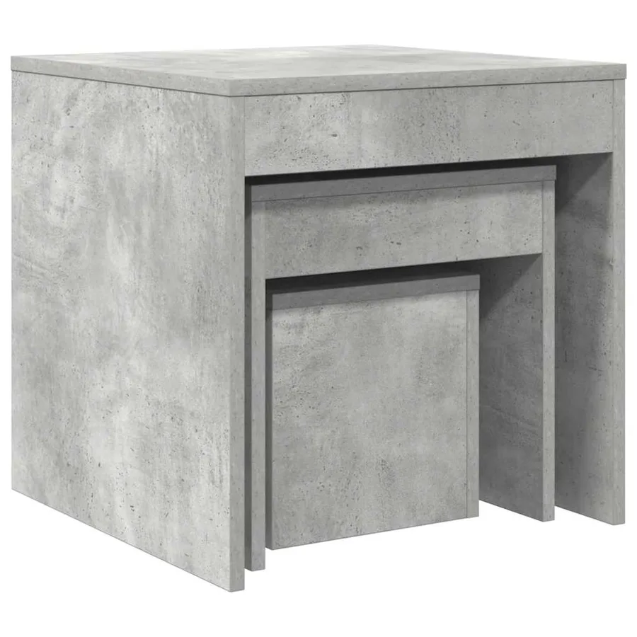 Tables gigognes 3 pcs Gris béton Aggloméré - 7