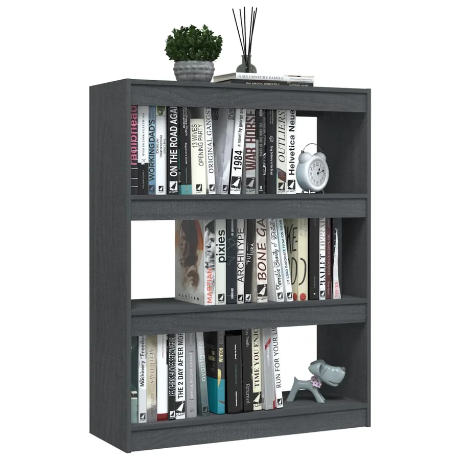 Bibliothèque/Séparateur de pièce Gris 100x30x103 cm Pin massif - 4