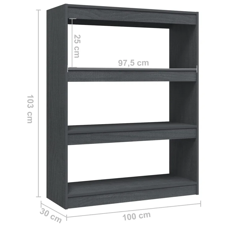 Bibliothèque/Séparateur de pièce Gris 100x30x103 cm Pin massif - 8