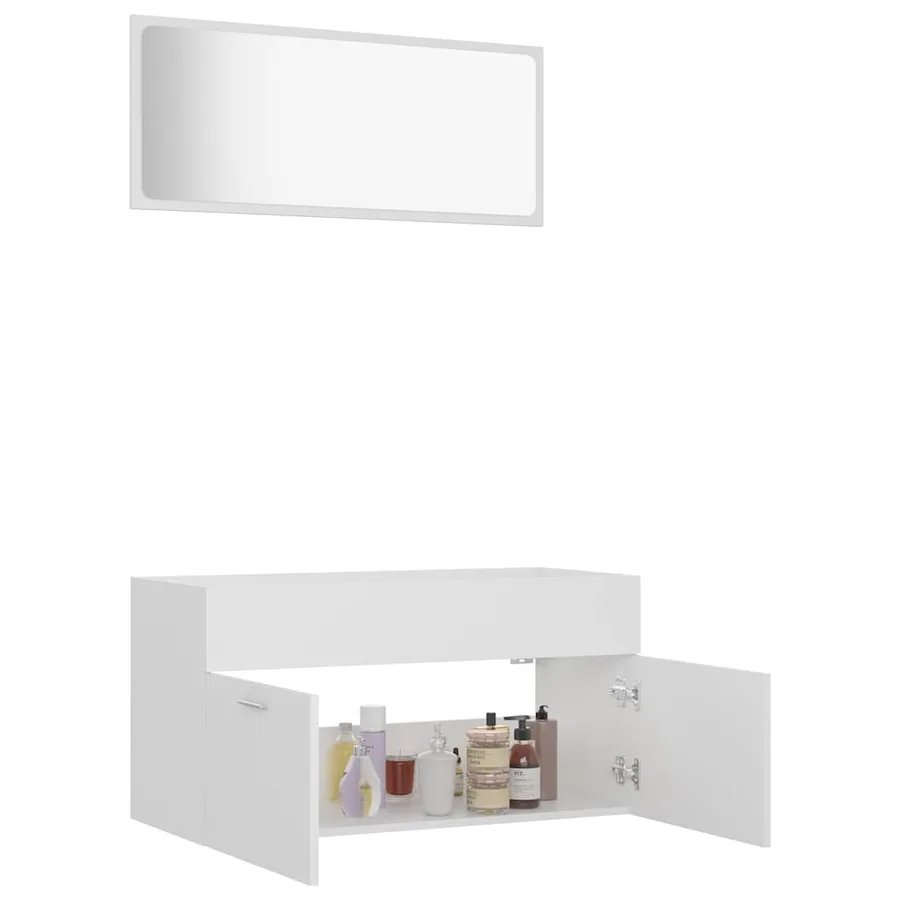 Ensemble de meubles de salle de bain 2pcs blanc bois ingénierie - 4