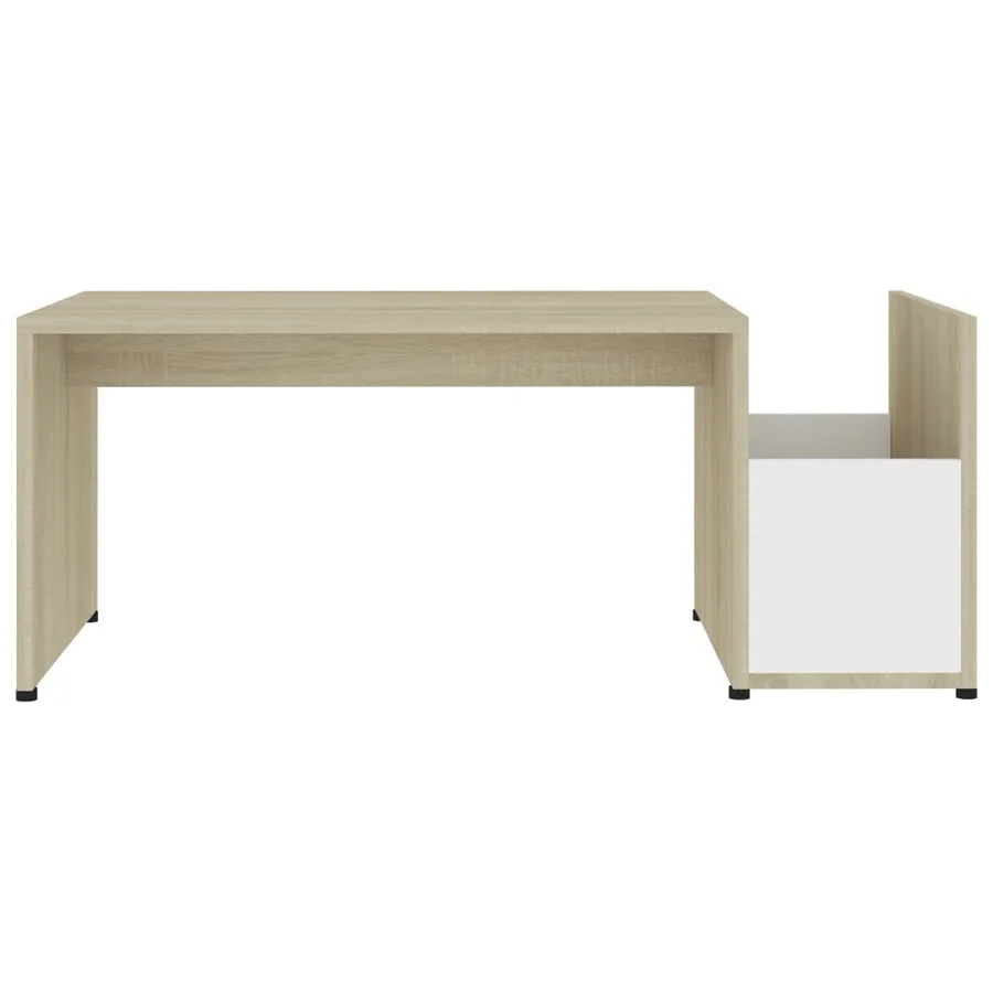 Table basse Blanc et chêne sonoma 90x45x35 cm Bois d’ingénierie - 4