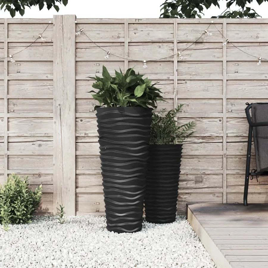 Jardinière et intérieur amovible anthracite aspect rainuré