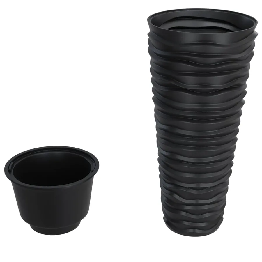 Jardinière et intérieur amovible anthracite aspect rainuré - 3