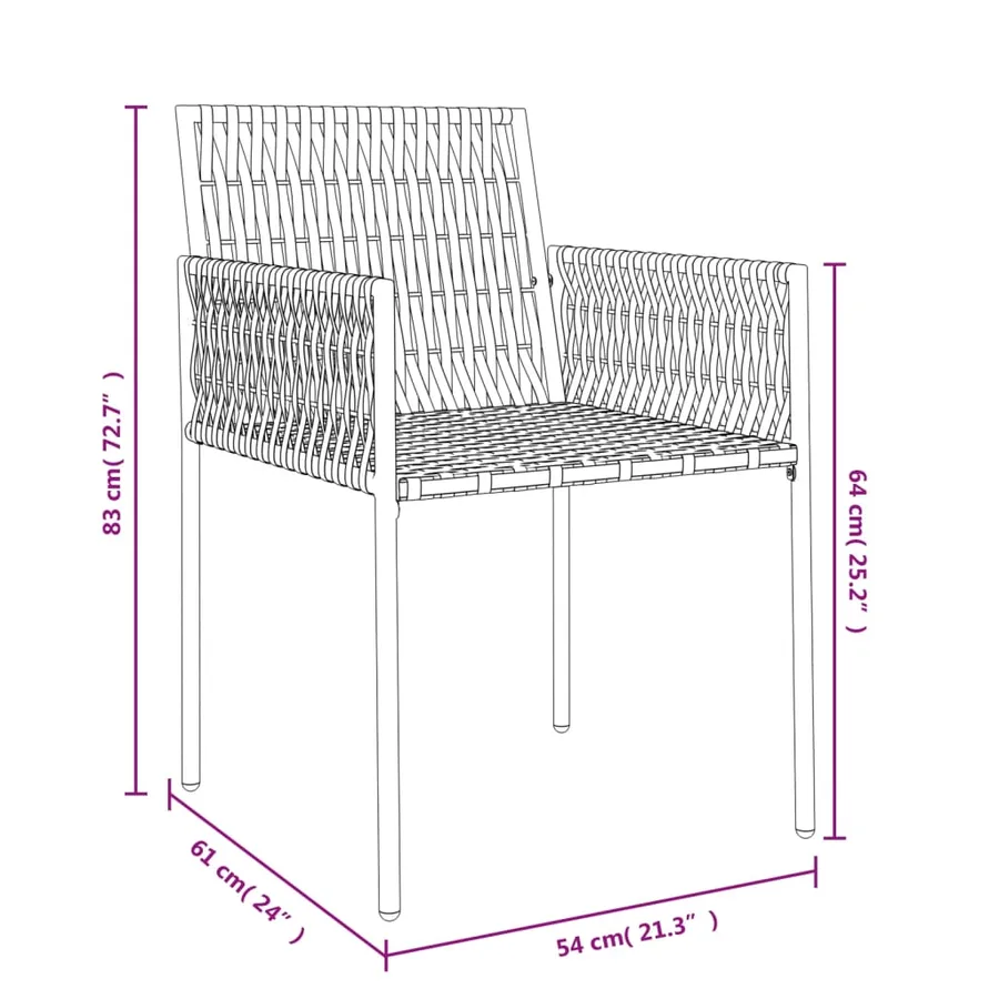 Chaises de jardin et coussins lot de 2 marron 54x61x83 cm rotin - 9