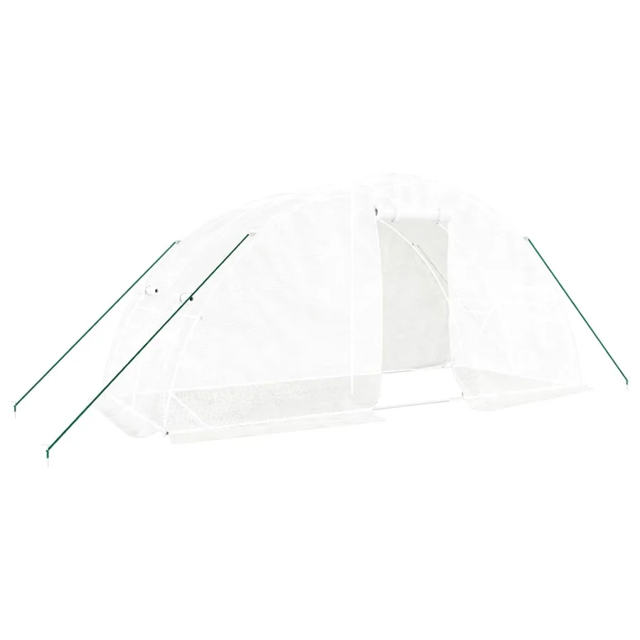 Serre avec cadre en acier blanc 10 m² 5x2x2,3 m - 2