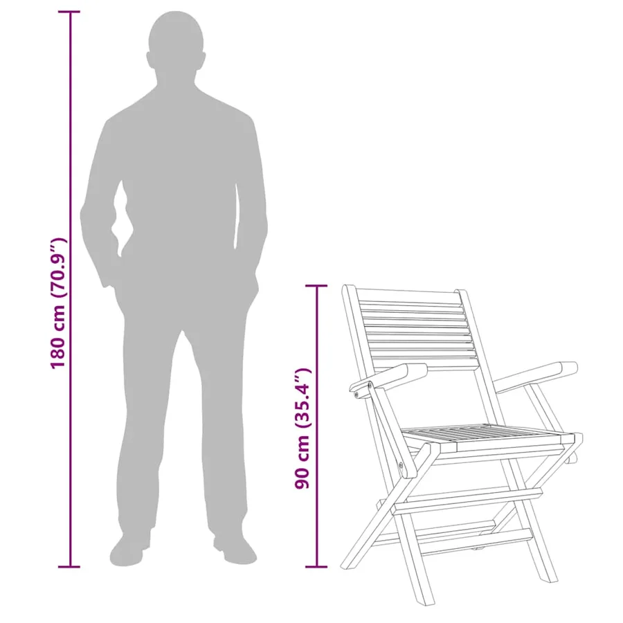 Chaises de jardin pliantes lot de 2 55x62x90cm bois massif teck - 9