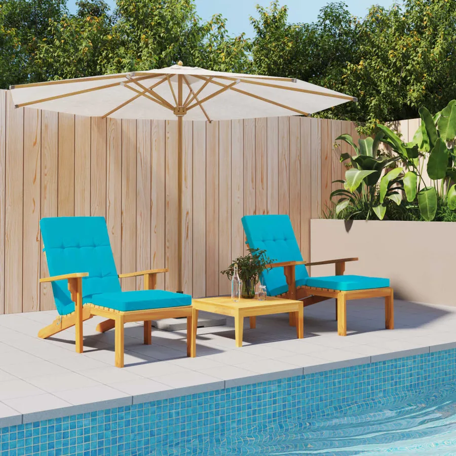 Coussins de chaise longue lot de 2 turquoise tissu oxford