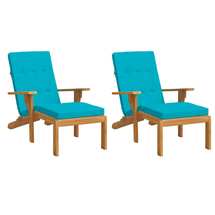 Coussins de chaise longue lot de 2 turquoise tissu oxford - 3