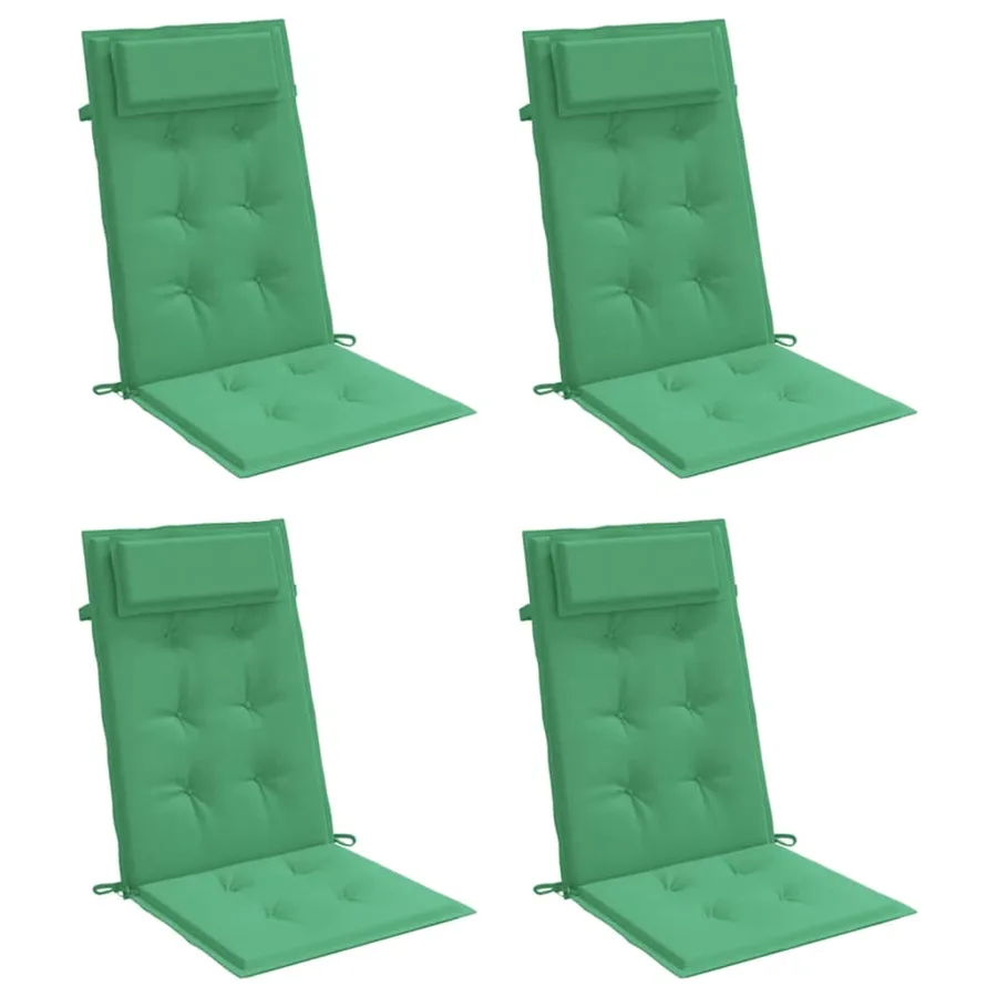 Coussins de chaise à dossier haut lot de 4 vert tissu oxford - 3
