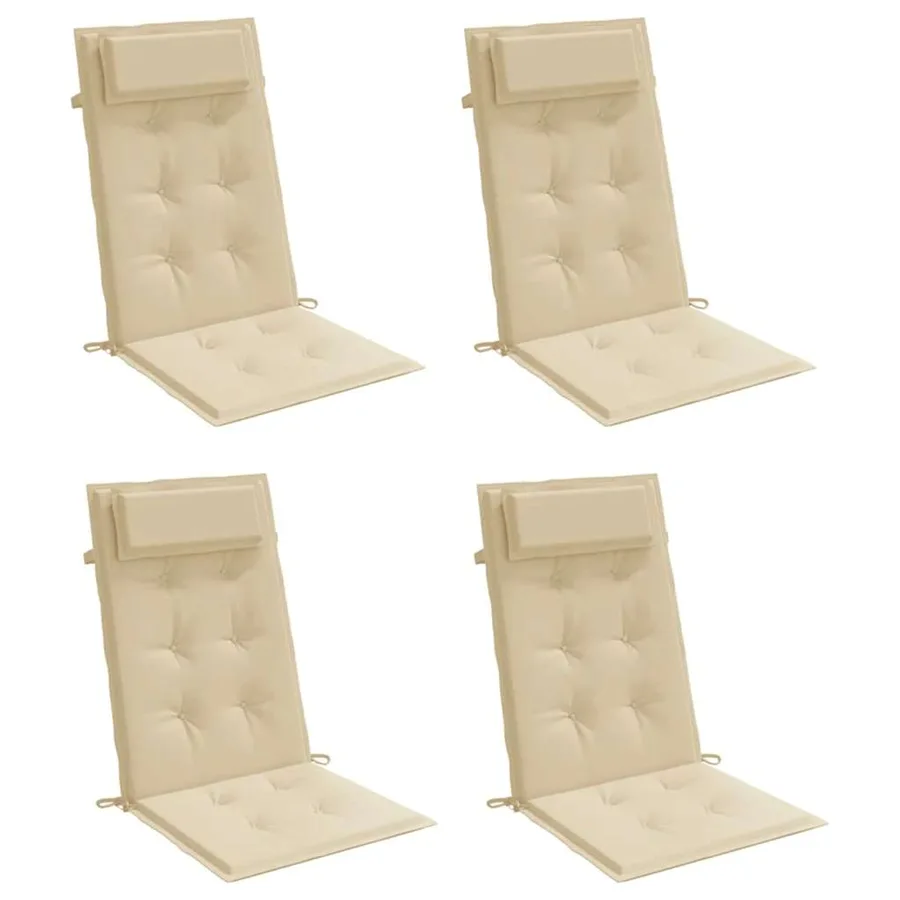 Coussins de chaise à dossier haut lot de 4 beige tissu oxford - 3