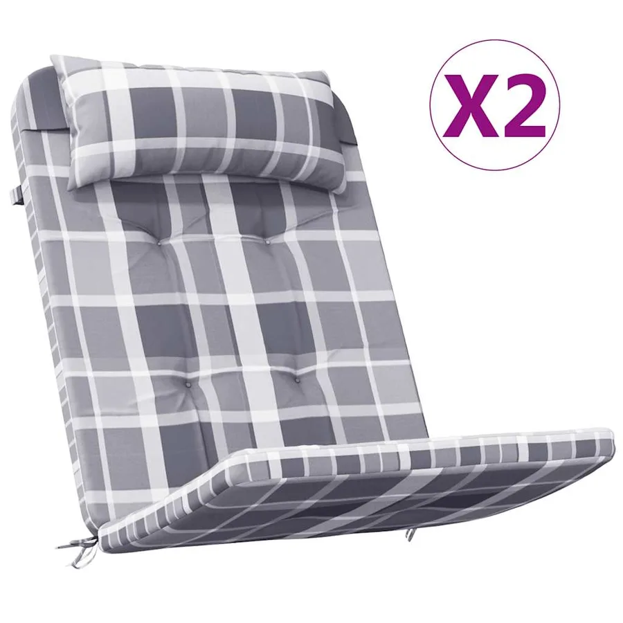 Coussins de chaise adirondack lot de 2 carreaux gris - 2
