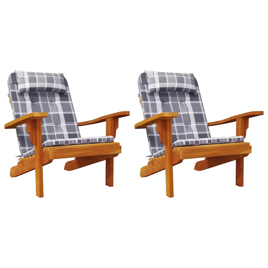 Coussins de chaise adirondack lot de 2 carreaux gris - 4
