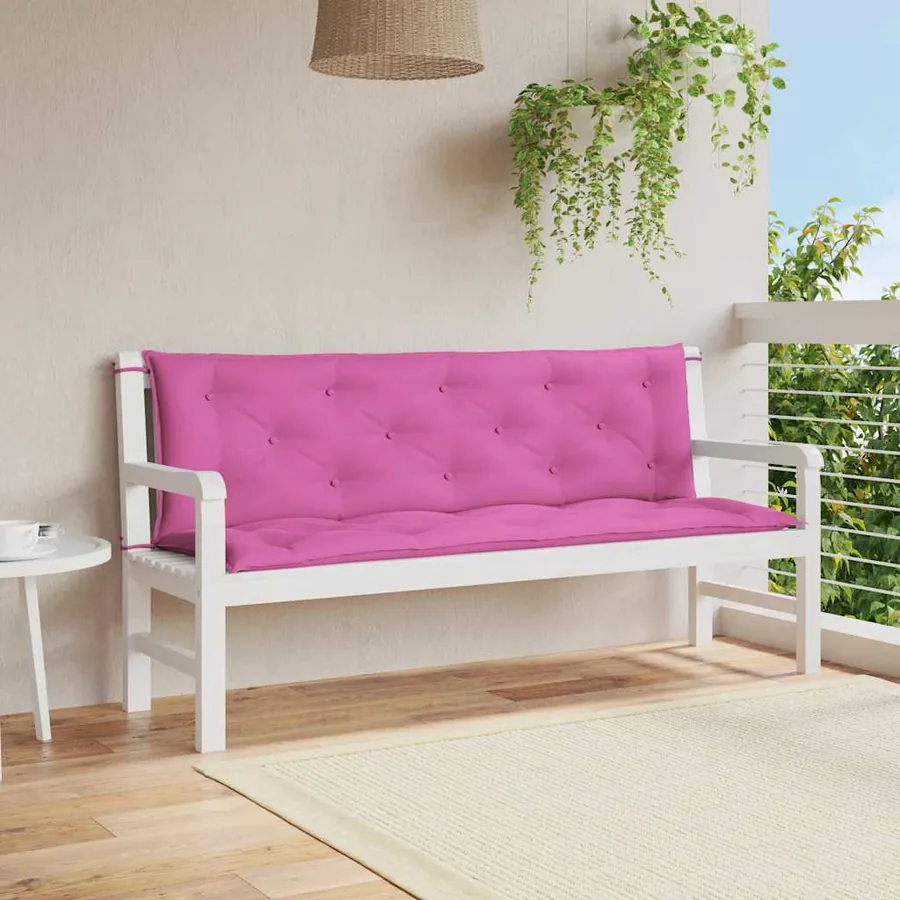 Coussins de banc de jardin lot de 2 rose 150x50x7 cm tissu