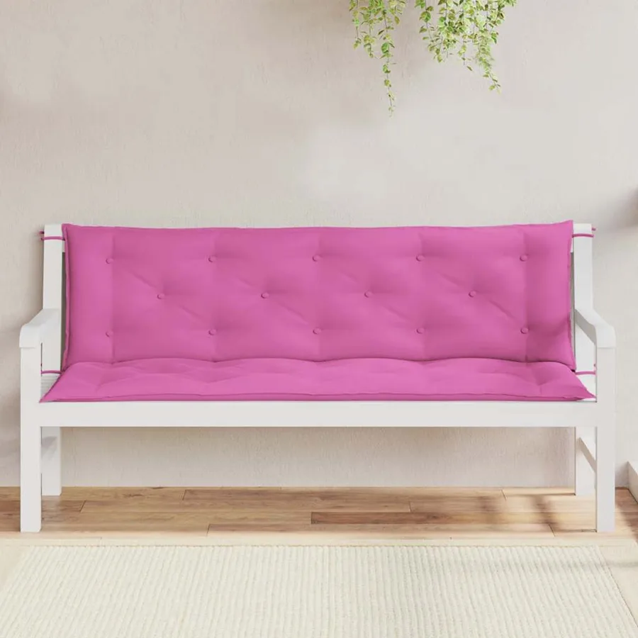 Coussins de banc de jardin lot de 2 rose 150x50x7 cm tissu - 3