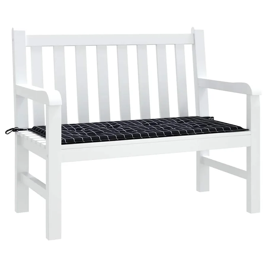Coussin de banc de jardin carreaux noir 120x50x3cm tissu oxford - 3