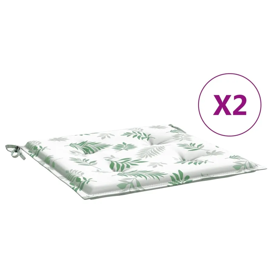 Coussins de chaise lot de 2 motif de feuilles 50x50x4 cm tissu - 2