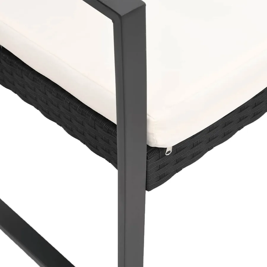 Ensemble à manger de jardin avec coussins 5 pcs noir rotin PP - 4