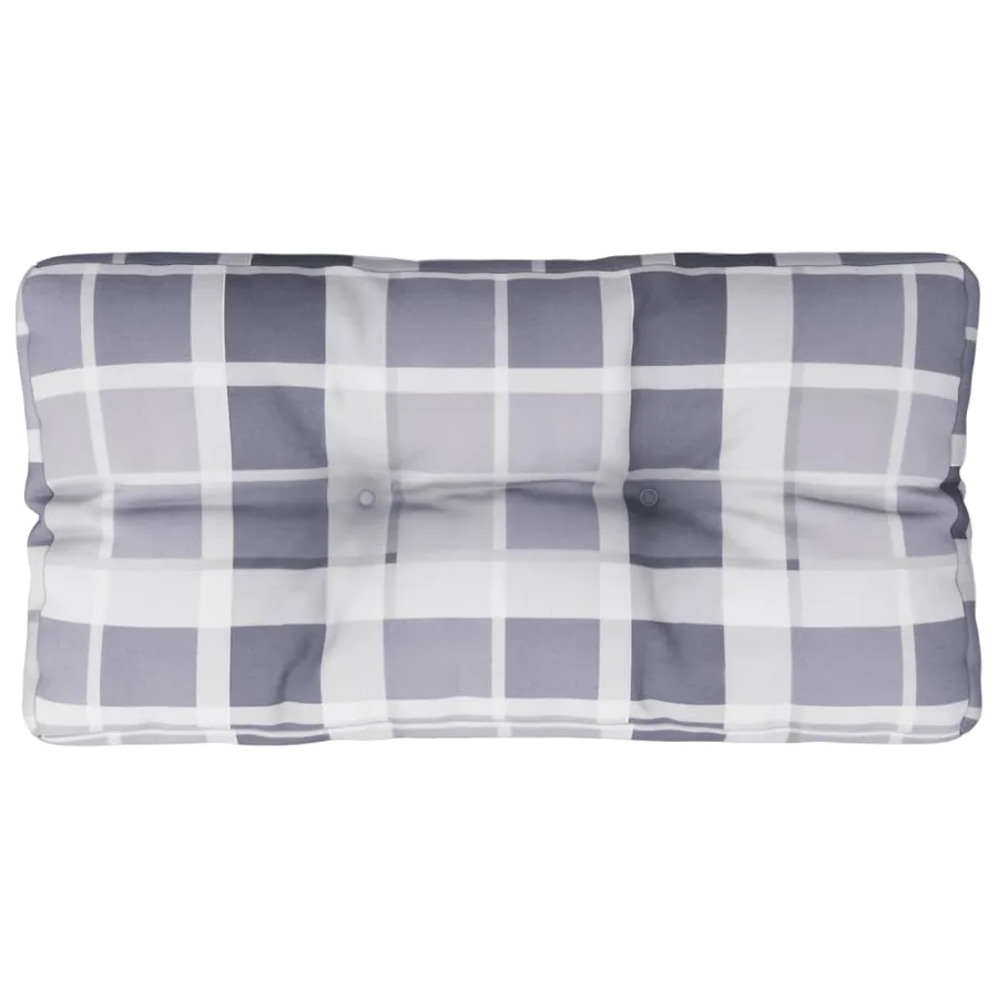 Coussin de palette motif à carreaux gris 70x40x12 cm tissu - 2