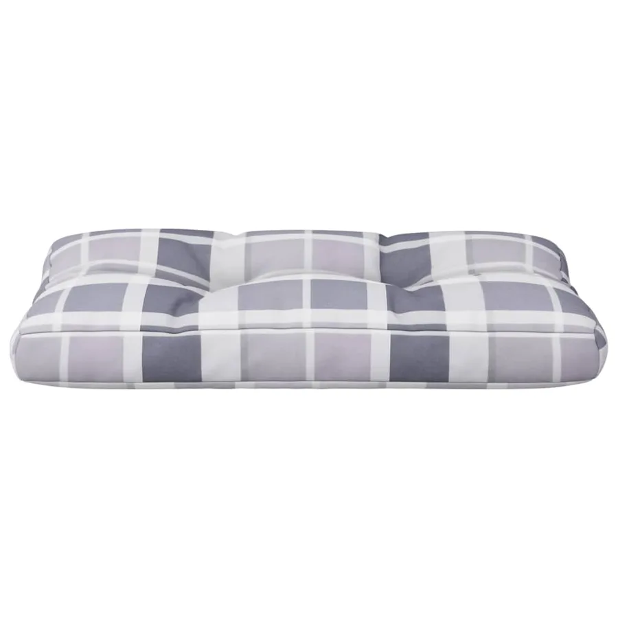 Coussin de palette motif à carreaux gris 70x40x12 cm tissu - 5