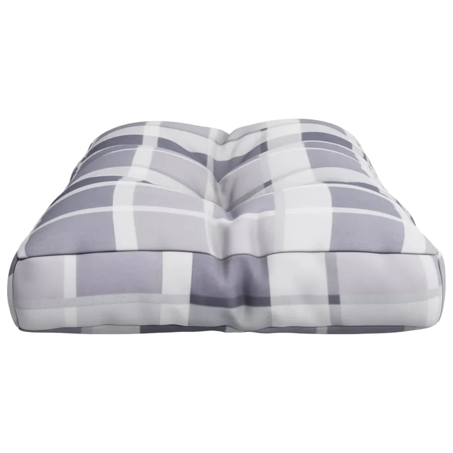 Coussin de palette motif à carreaux gris 70x40x12 cm tissu - 6