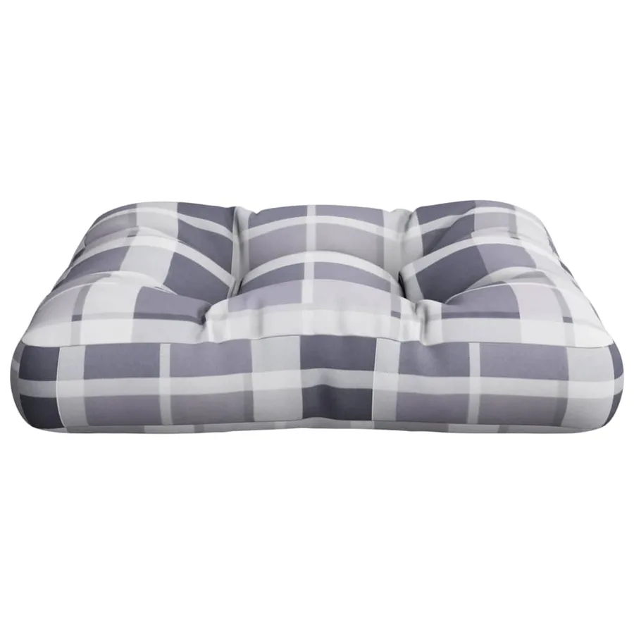 Coussin de palette motif à carreaux gris 60x60x12 cm tissu - 5