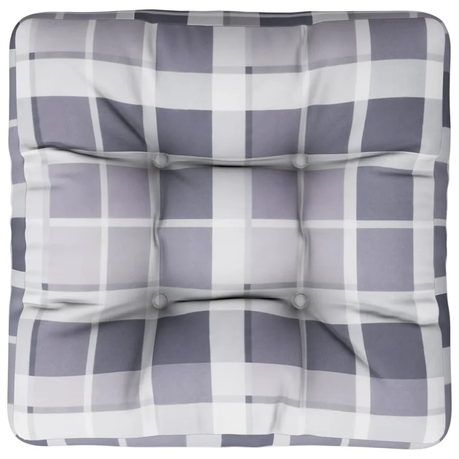 Coussin de palette motif à carreaux gris 60x60x12 cm tissu - 6