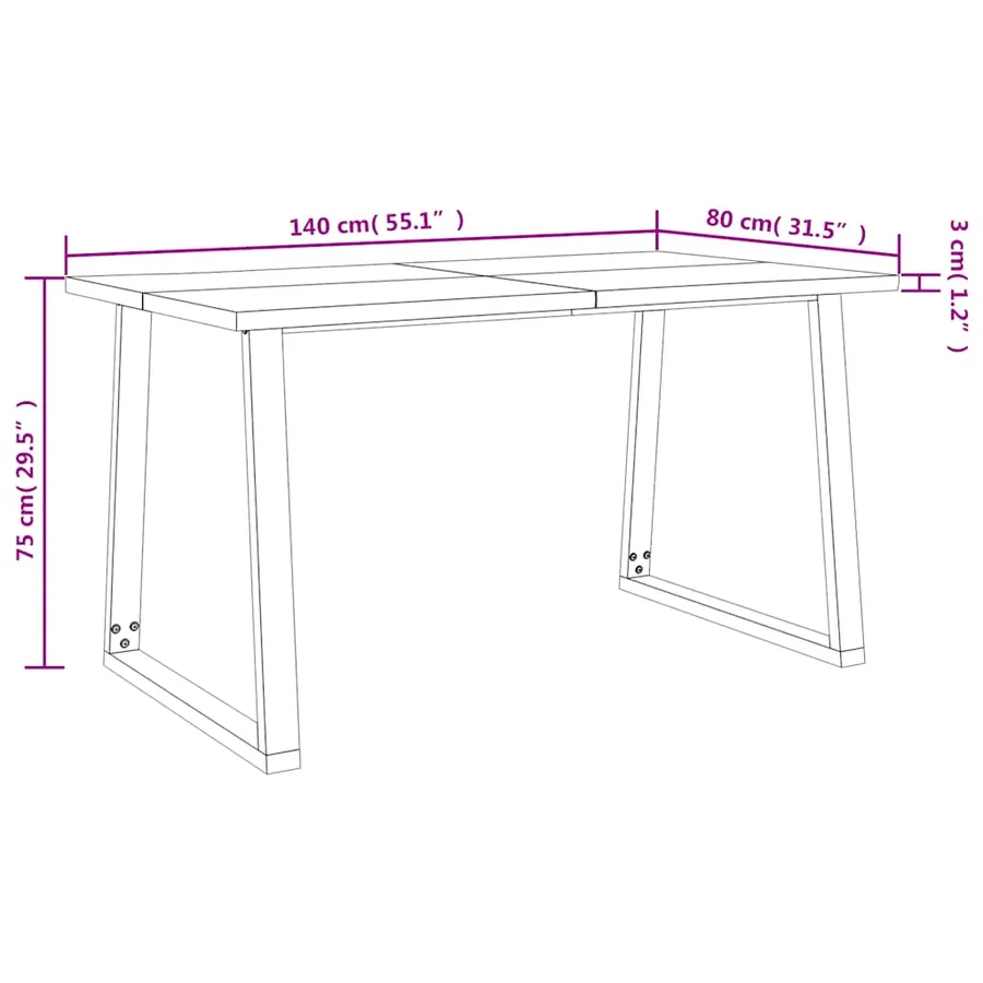 Table à manger 140x80x75 cm bois d'acacia solide à bord vif - 9