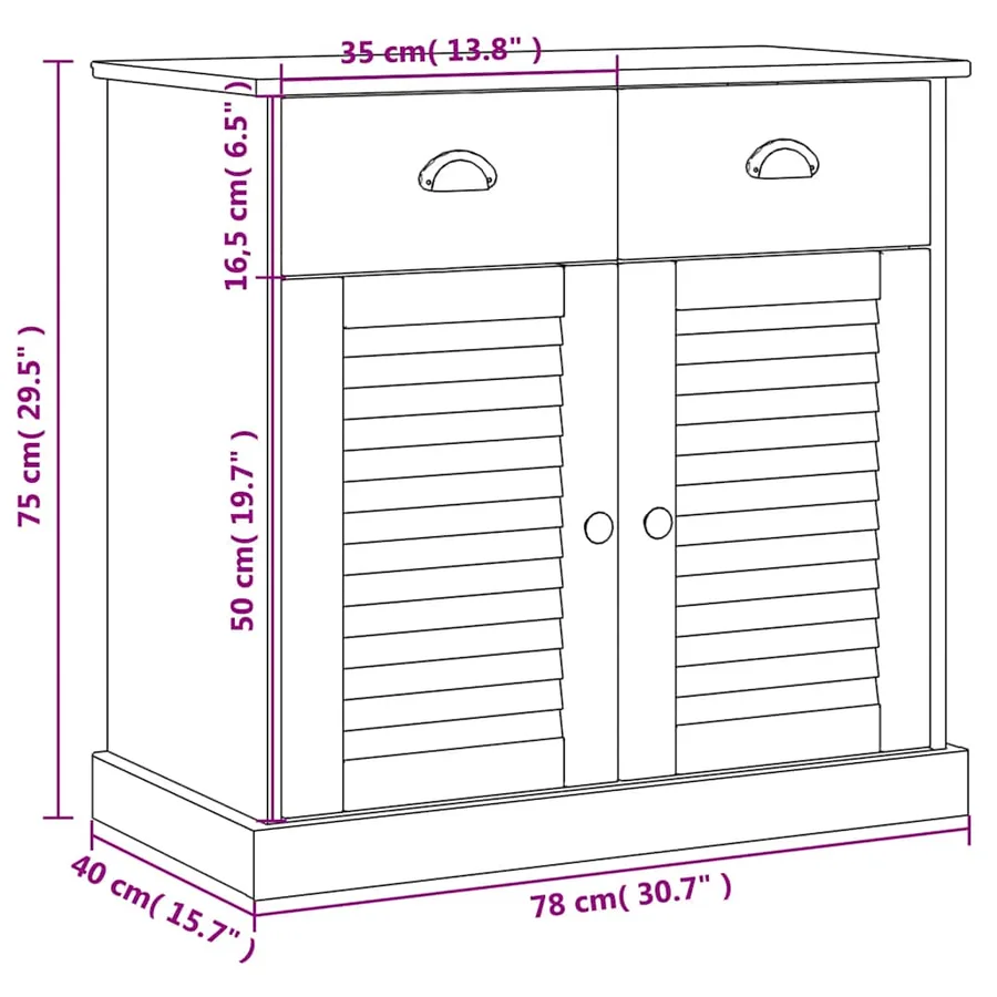 Buffet avec tiroirs VIGO 78x40x75 cm bois massif de pin - 9