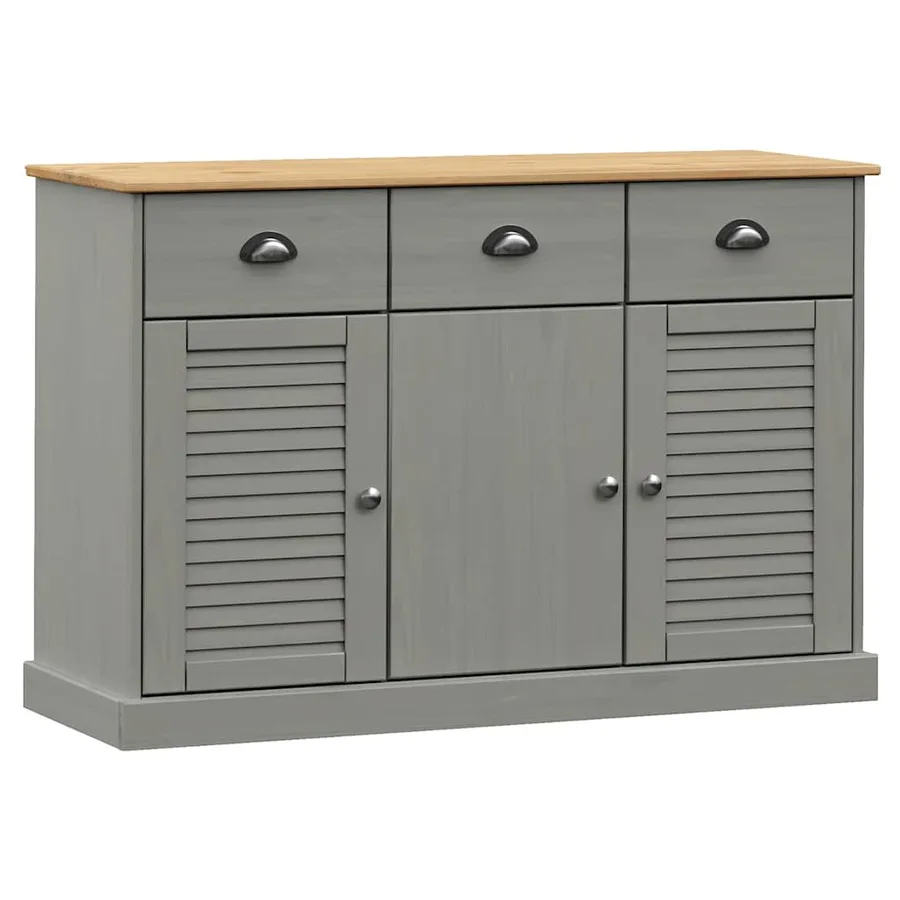 Buffet avec tiroirs VIGO 113x40x75 cm gris bois massif de pin - 2