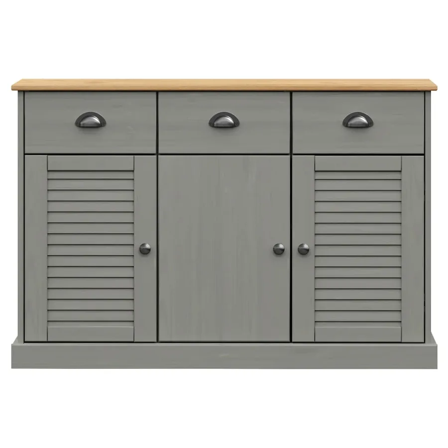 Buffet avec tiroirs VIGO 113x40x75 cm gris bois massif de pin - 5