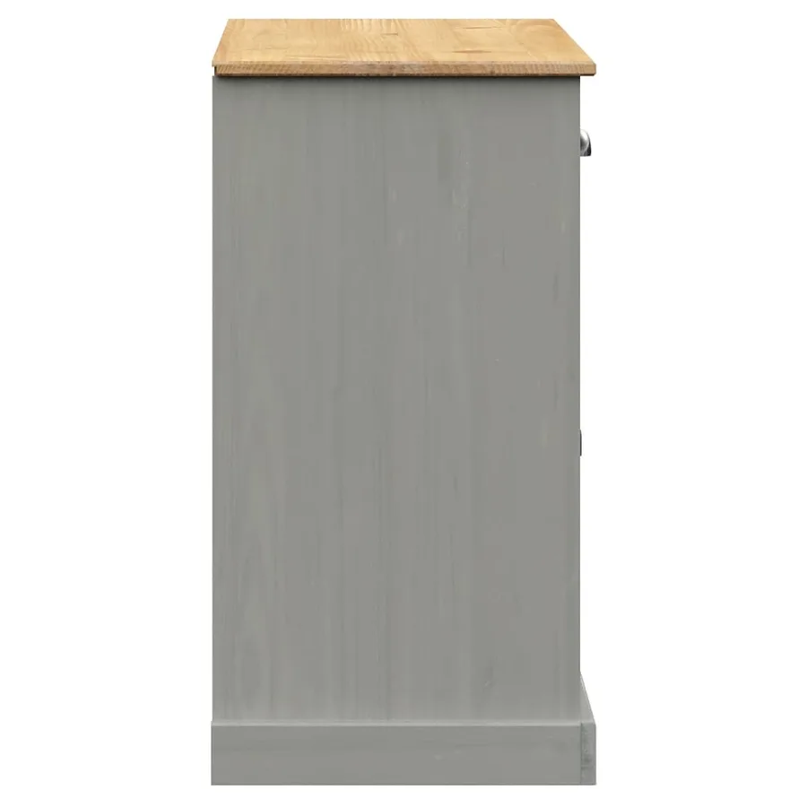 Buffet avec tiroirs VIGO 113x40x75 cm gris bois massif de pin - 6