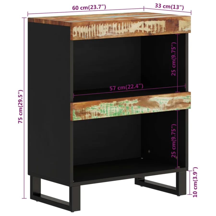Armoire latérale 60x33x75 cm bois massif de récupération - 8