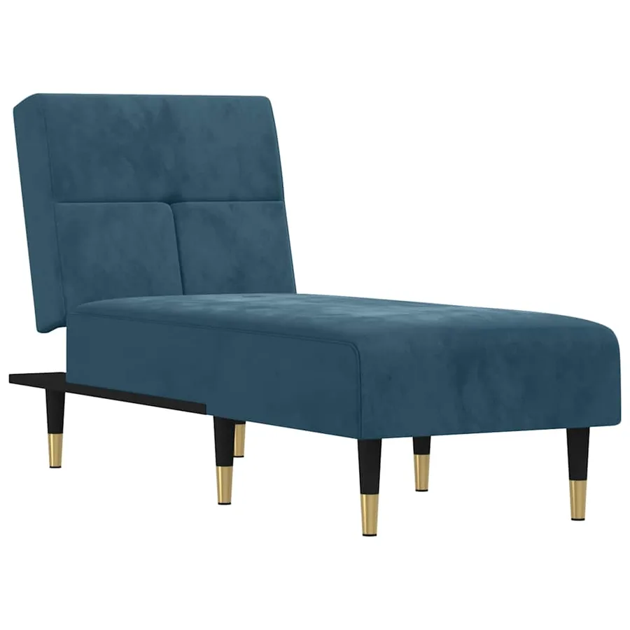Chaise longue bleu velours - 2