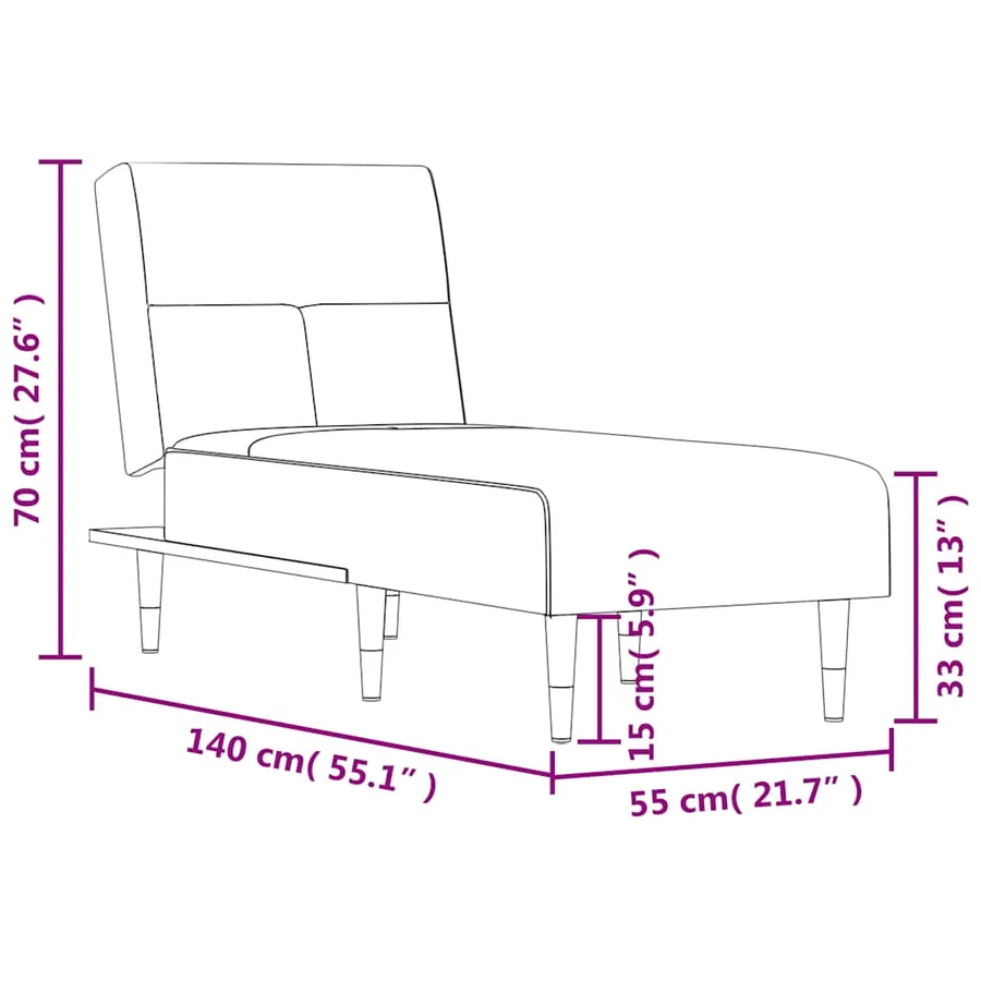 Chaise longue bleu velours - 9