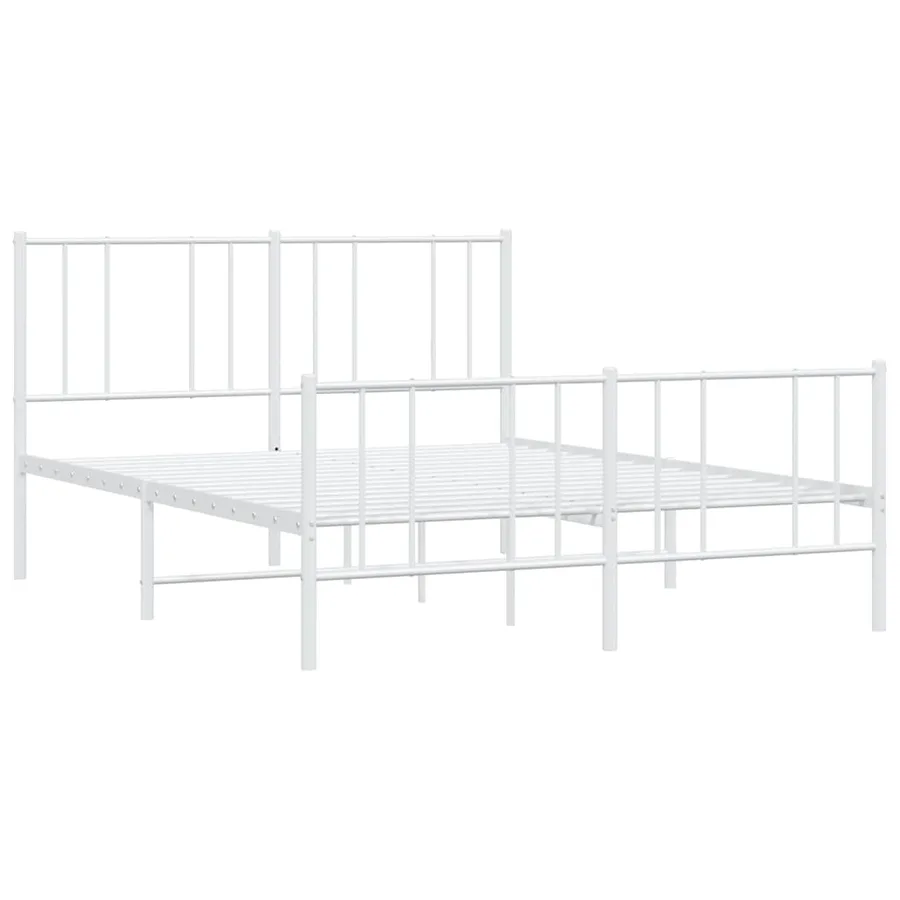 Cadre de lit métal sans matelas et pied de lit blanc 150x200 cm - 4