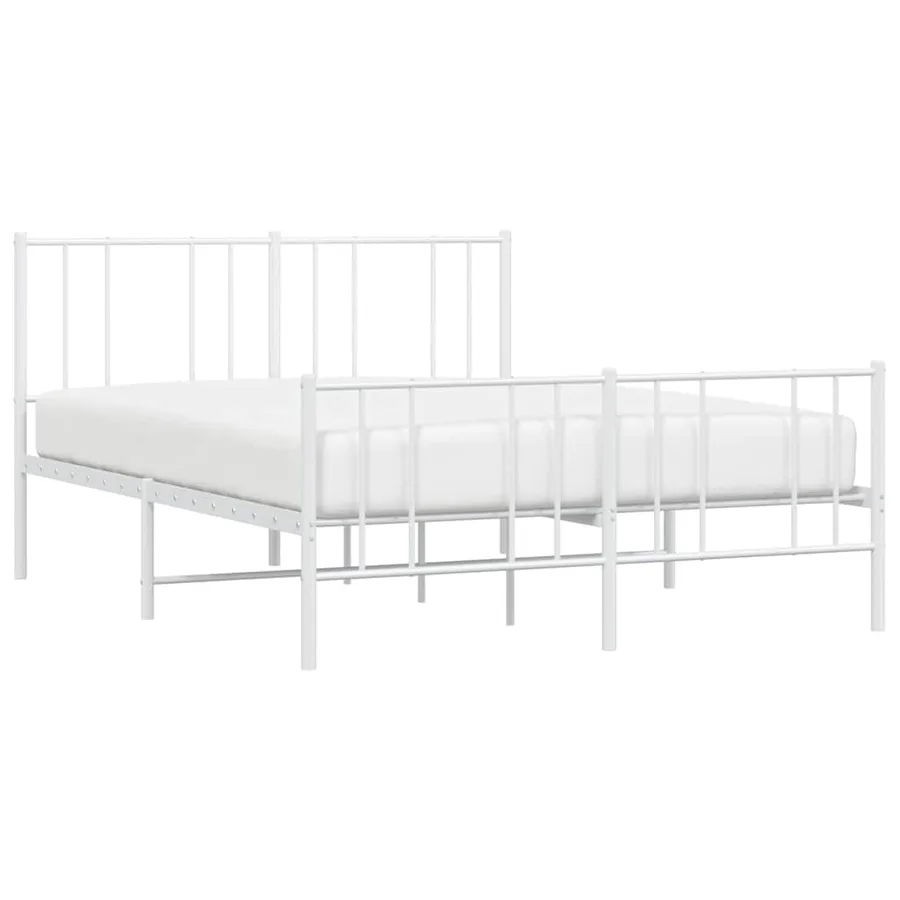 Cadre de lit métal sans matelas et pied de lit blanc 150x200 cm - 5