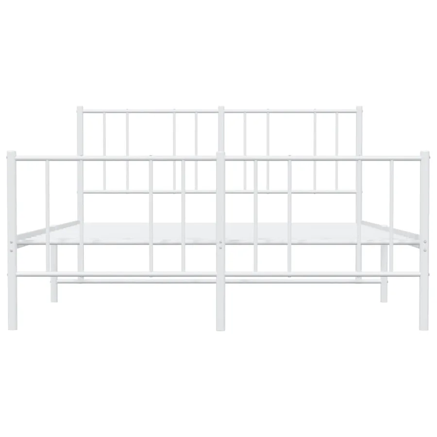 Cadre de lit métal sans matelas et pied de lit blanc 150x200 cm - 6