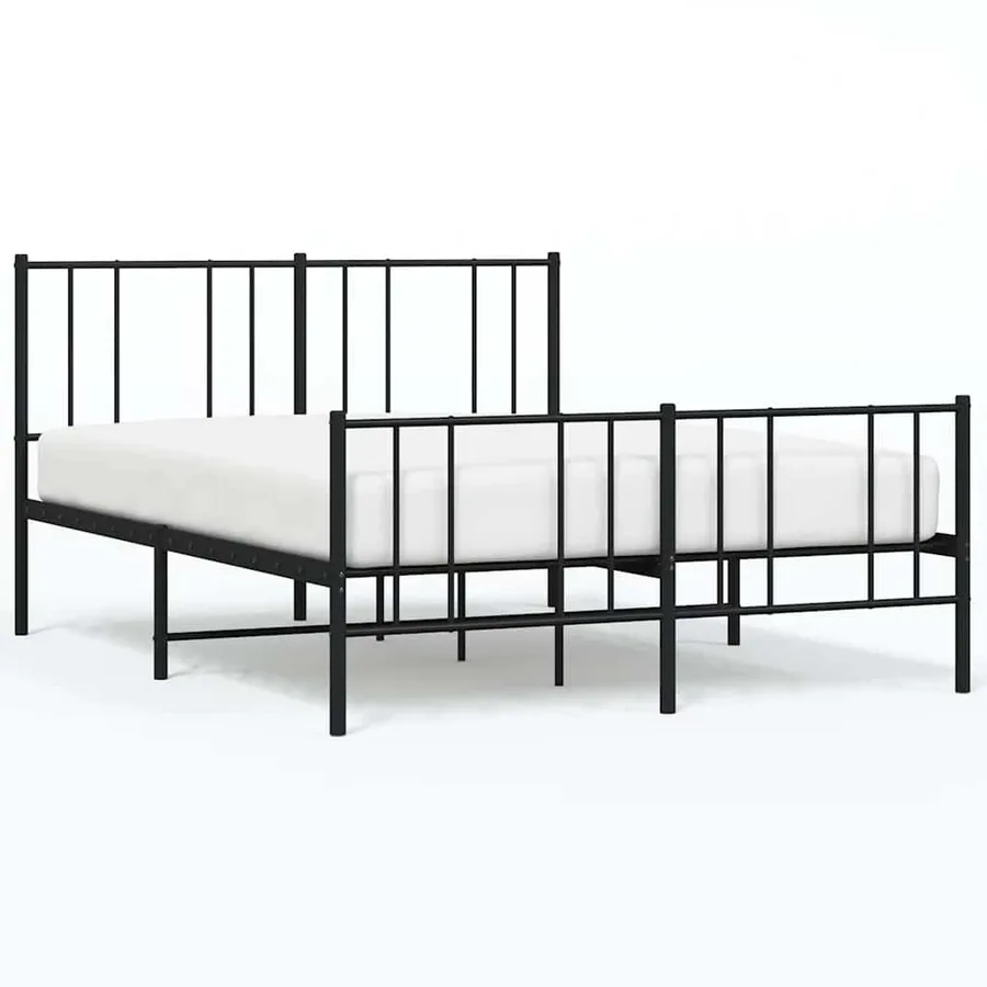 Cadre de lit métal sans matelas avec pied de lit noir 140x190cm - 2