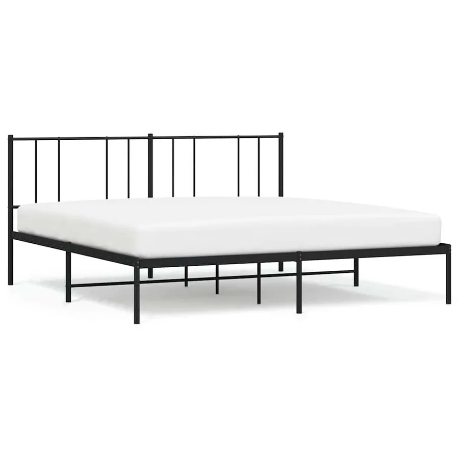Cadre de lit métal sans matelas avec tête de lit noir 183x213cm - 2