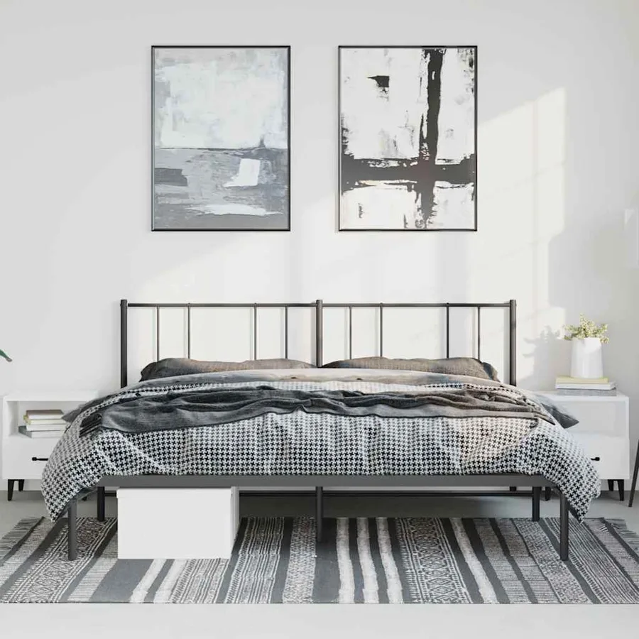Cadre de lit métal sans matelas avec tête de lit noir 183x213cm - 3