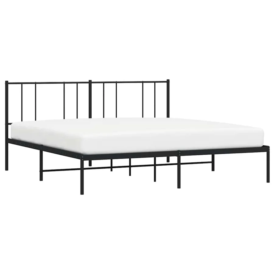 Cadre de lit métal sans matelas avec tête de lit noir 183x213cm - 5