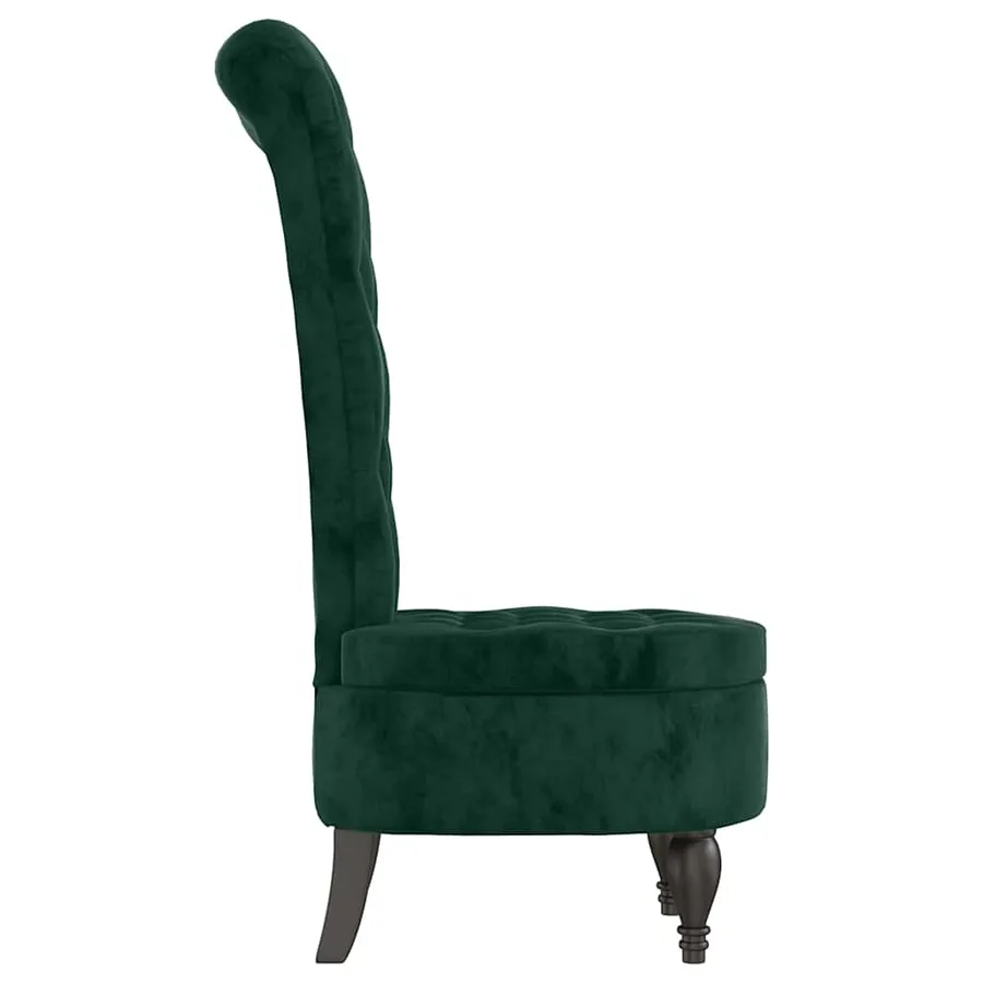 Chaise à dossier haut vert foncé velours conception de bouton - 4