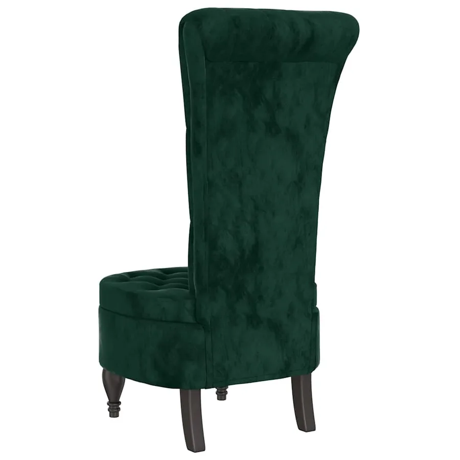 Chaise à dossier haut vert foncé velours conception de bouton - 5