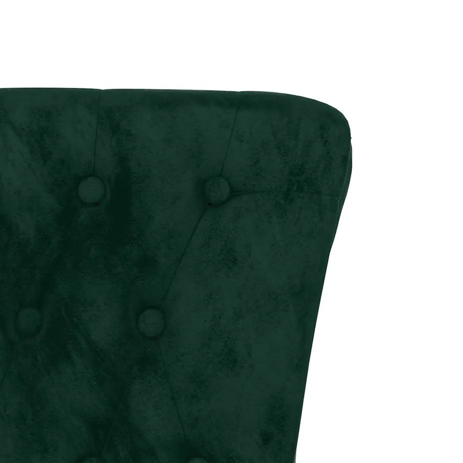 Chaise à dossier haut vert foncé velours conception de bouton - 6