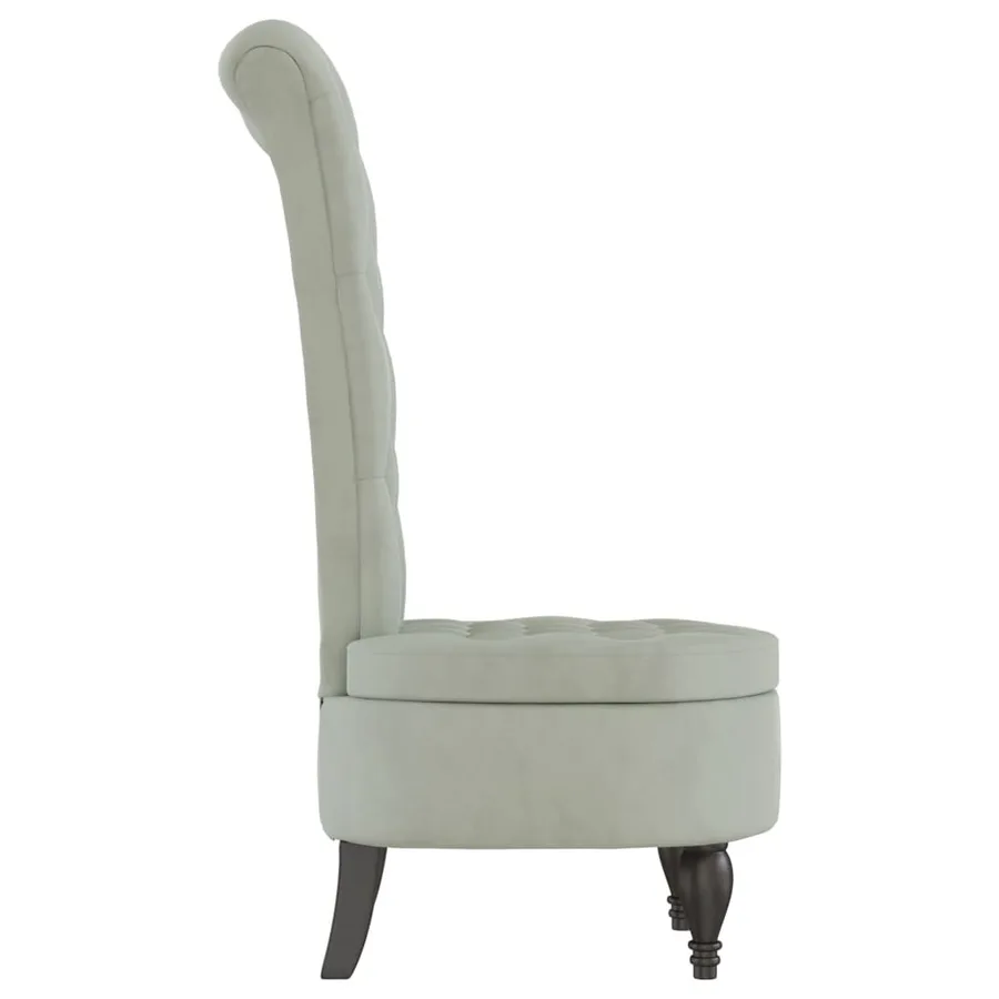 Chaise à dossier haut gris clair velours conception de bouton - 4