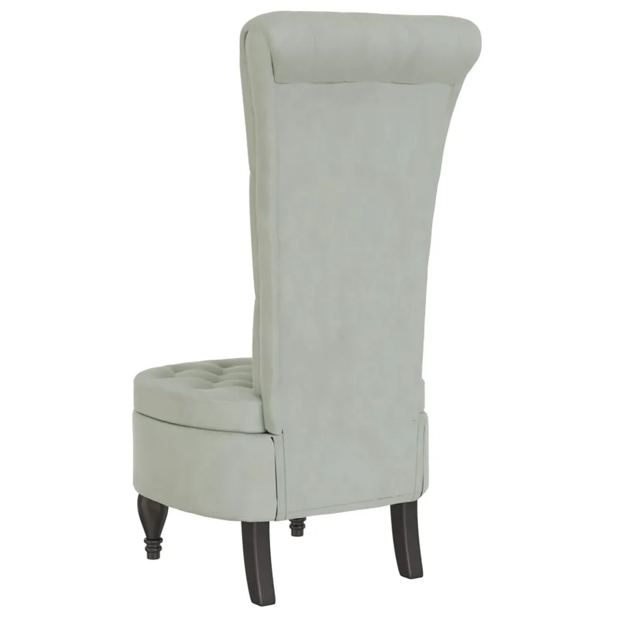 Chaise à dossier haut gris clair velours conception de bouton - 5