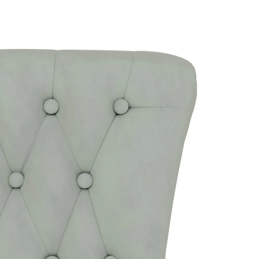 Chaise à dossier haut gris clair velours conception de bouton - 6