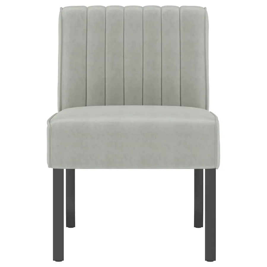 Fauteuil sans accoudoirs gris clair velours - 3