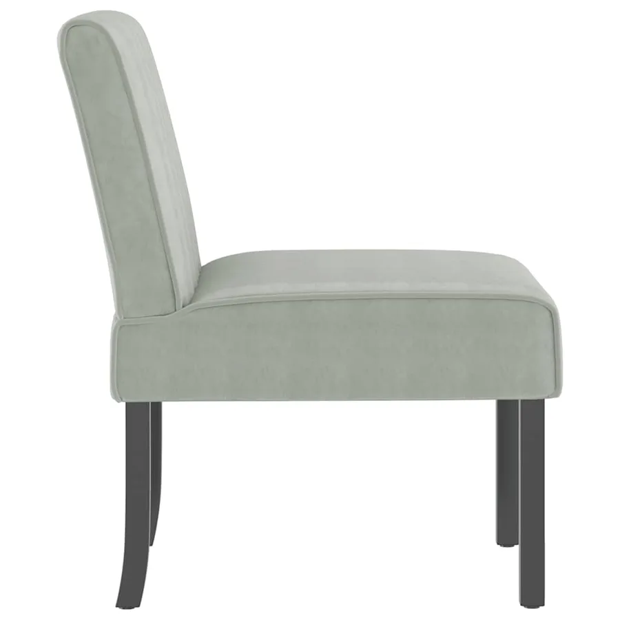 Fauteuil sans accoudoirs gris clair velours - 4