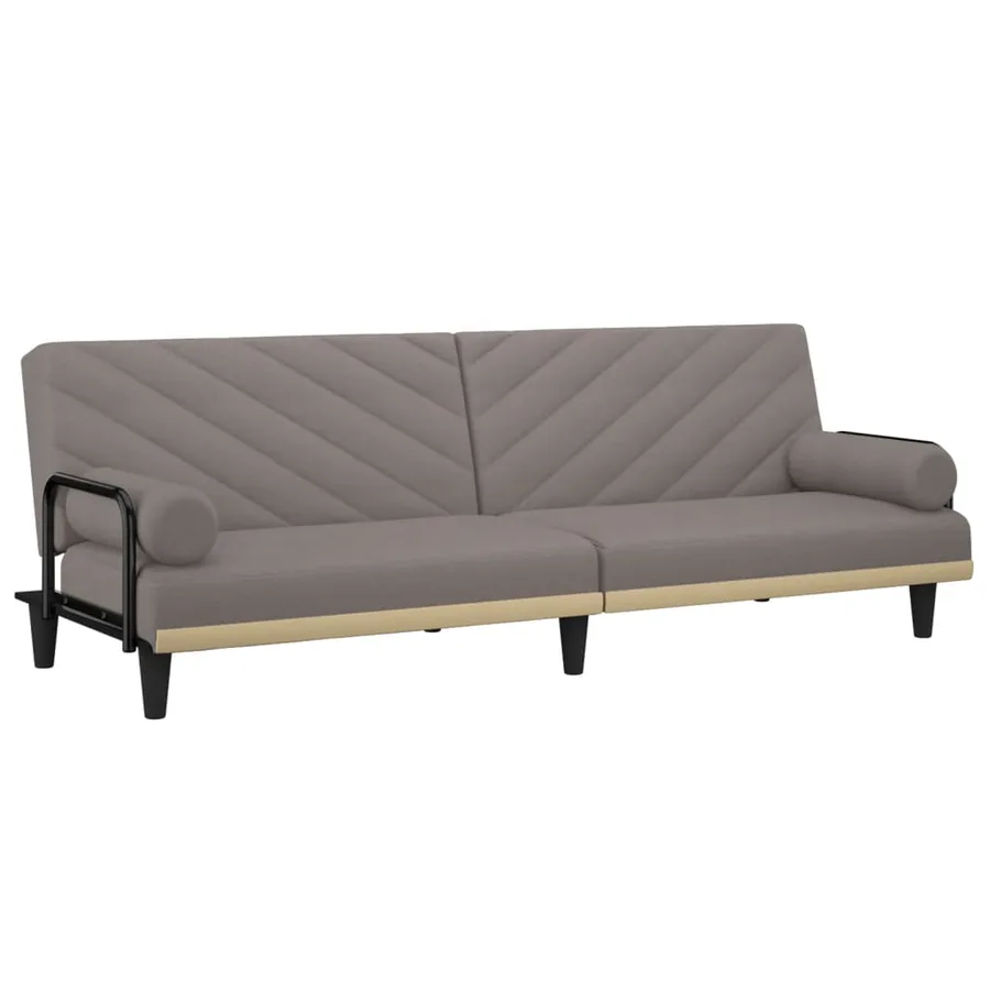 Canapé-lit avec accoudoirs taupe tissu - 2